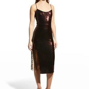 Dress The Population - Rory Fringe Dress - Burgundy sequin - BrandNew